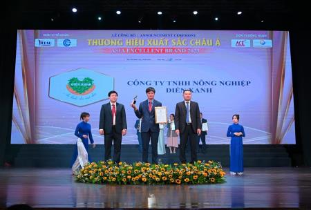Công ty TNHH Nông Nghiệp Điền Xanh được vinh danh tại Thương hiệu xuất sắc Châu Á năm 2023
